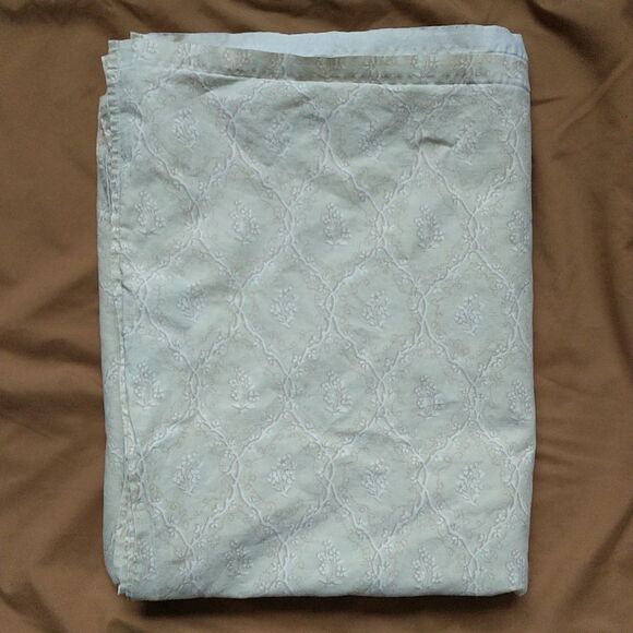 Frette Home Collection Flat Sheet Twin Size Beige Floral Geometric Cotton ITALY - Picture 3 of 6